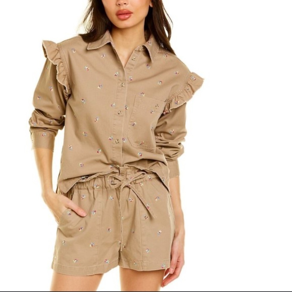 SOMETHING NAVY MAGNOLIA SHIRT JACKET and SHORTS SZ SMALL